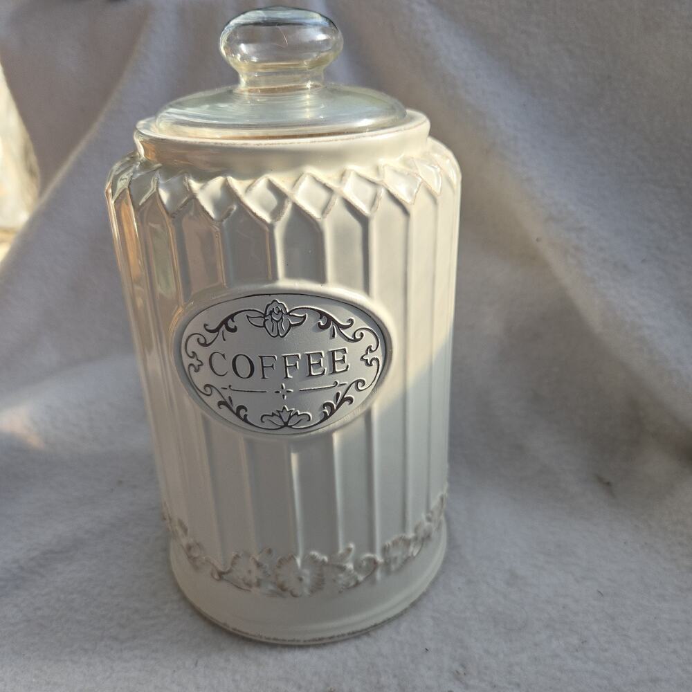 Pier 1 Imports Coffee Canister Farmhouse White